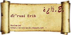 Árvai Erik névjegykártya