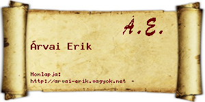 Árvai Erik névjegykártya